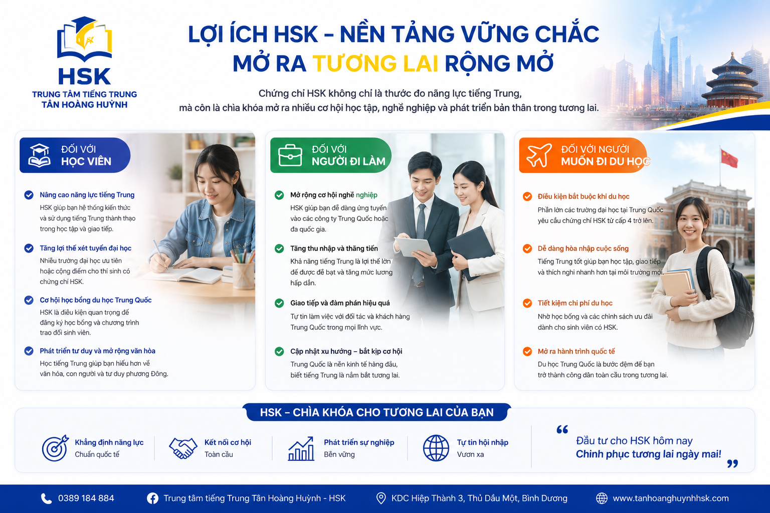 HSK mở lối tương lai: Lợi ích cho học sinh, người đi làm và người muốn du học